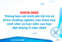 KHCN 2025 – Thông báo xét hỗ trợ kinh phí và khen thưởng nghiên cứu khoa học sinh viên đợt tháng 11 năm 2025