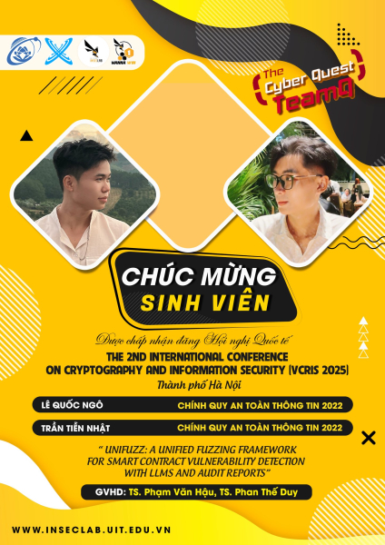 Nhóm sinh viên ngành An toàn thông tin thuộc nhóm nghiên cứu InSecLab có bài báo nghiên cứu đăng tại Hội nghị Khoa học Quốc tế VCRIS 2025 1 image 1
