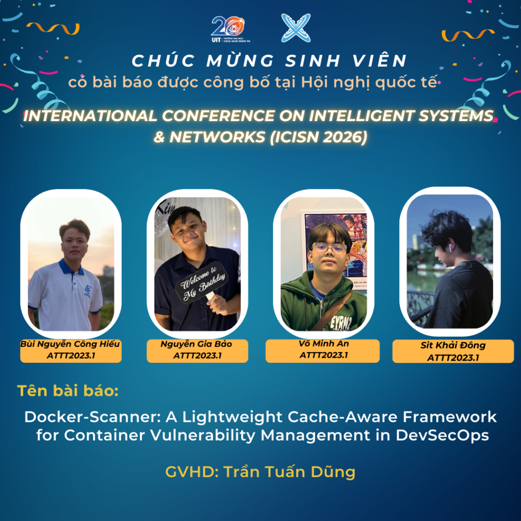Chúc mừng nhóm Sinh viên ngành An toàn Thông tin đã có bài báo được chấp nhận tại Hội nghị quốc tế International Conference on Intelligent Systems & Networks (ICISN 2026) 1 ICISN2026 DungTrT