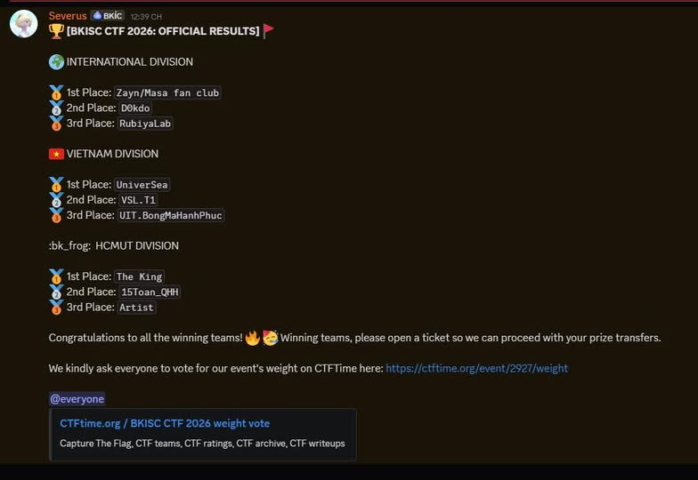 UIT.BongMaHanhPhuc ĐẠT HẠNG 3 VIETNAM DIVISION TẠI BKISC CTF 2026 1 image 1